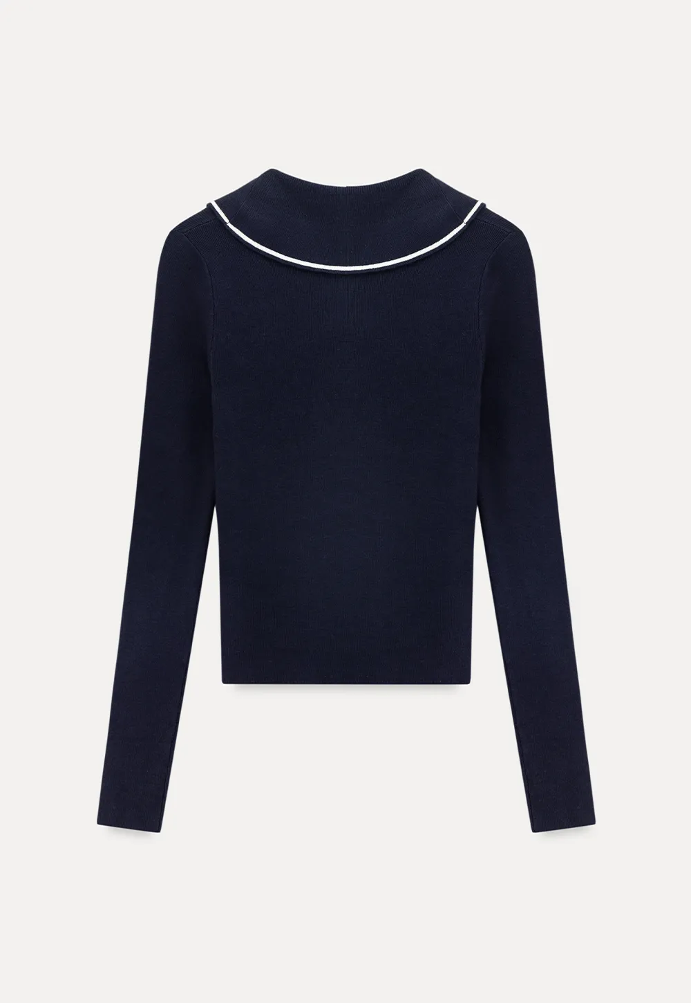 Knit Sweater with Collar and Tie Detail