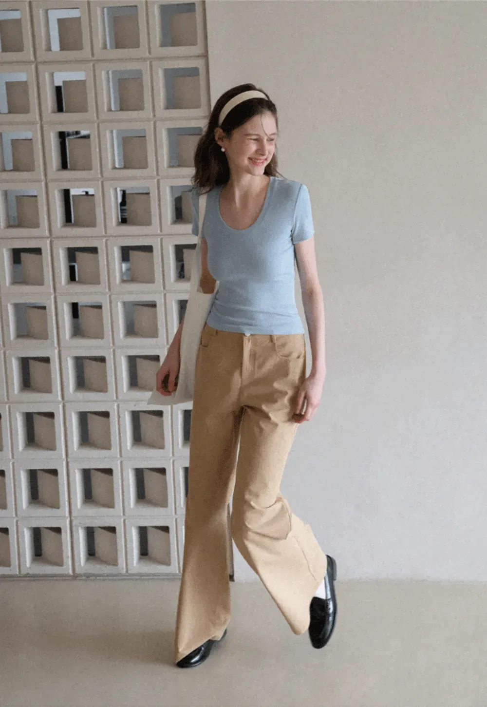 Short Sleeve Crop Top with Back Buttons