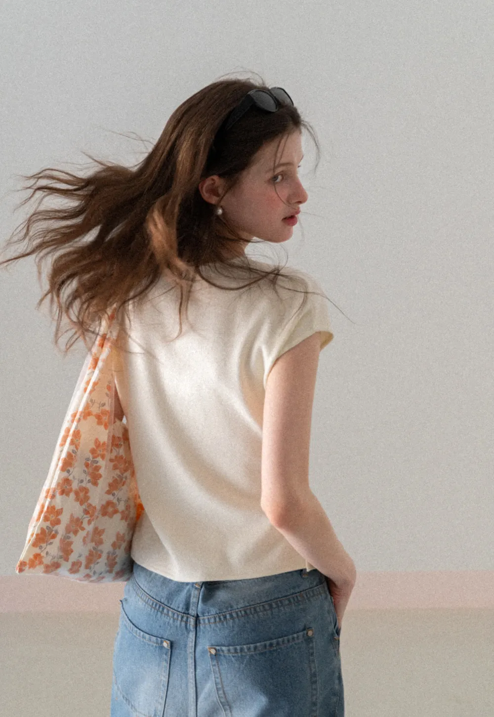 Lightweight Knit Top with Asymmetrical Hem