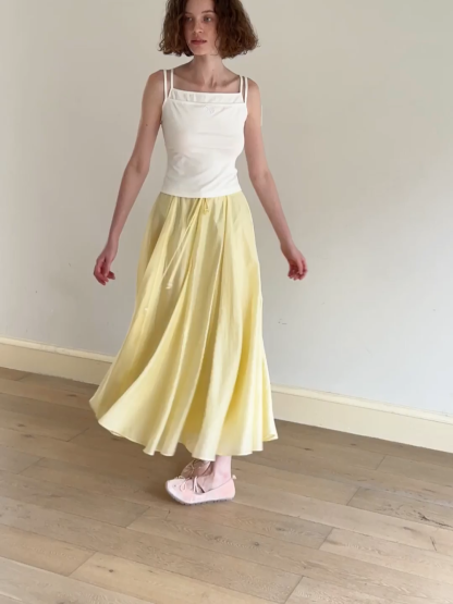 Flowy Linen Skirt with Drawstring Waist