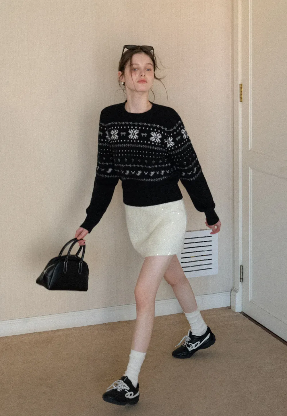 sparkling sequin mini skirt with flared hem