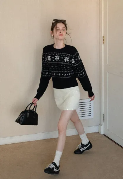 sparkling sequin mini skirt with flared hem