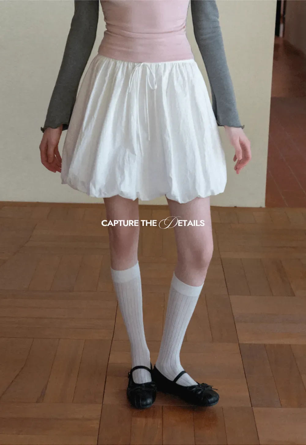 Puffed skirt with drawstring waist