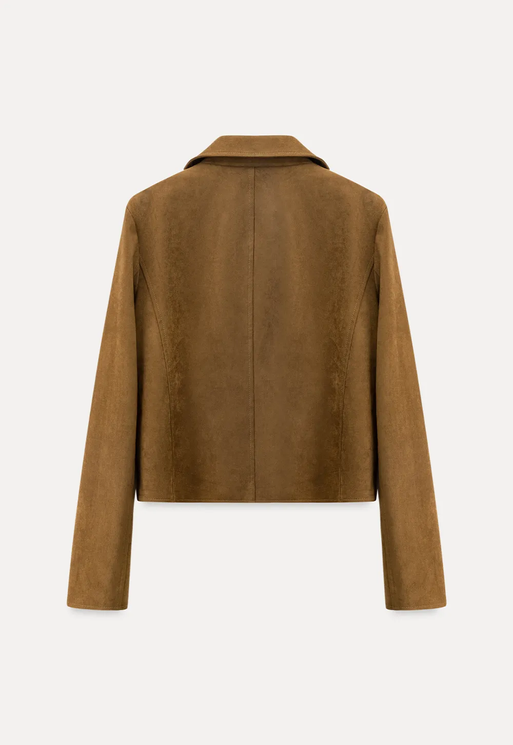 Soft Faux Suede Jacket with Button Closure and Collar Design