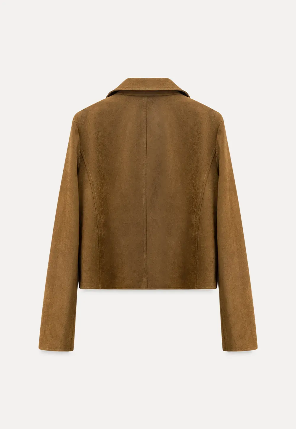 Soft Faux Suede Jacket with Button Closure and Collar Design