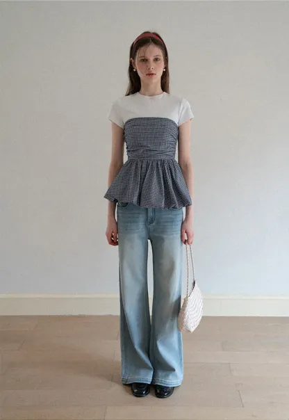 Smocked Waist Checkered Tank Top