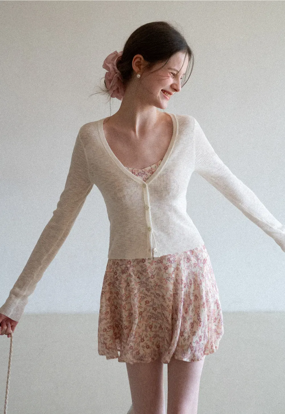 Lightweight Ribbed Knit Cardigan with Open Front