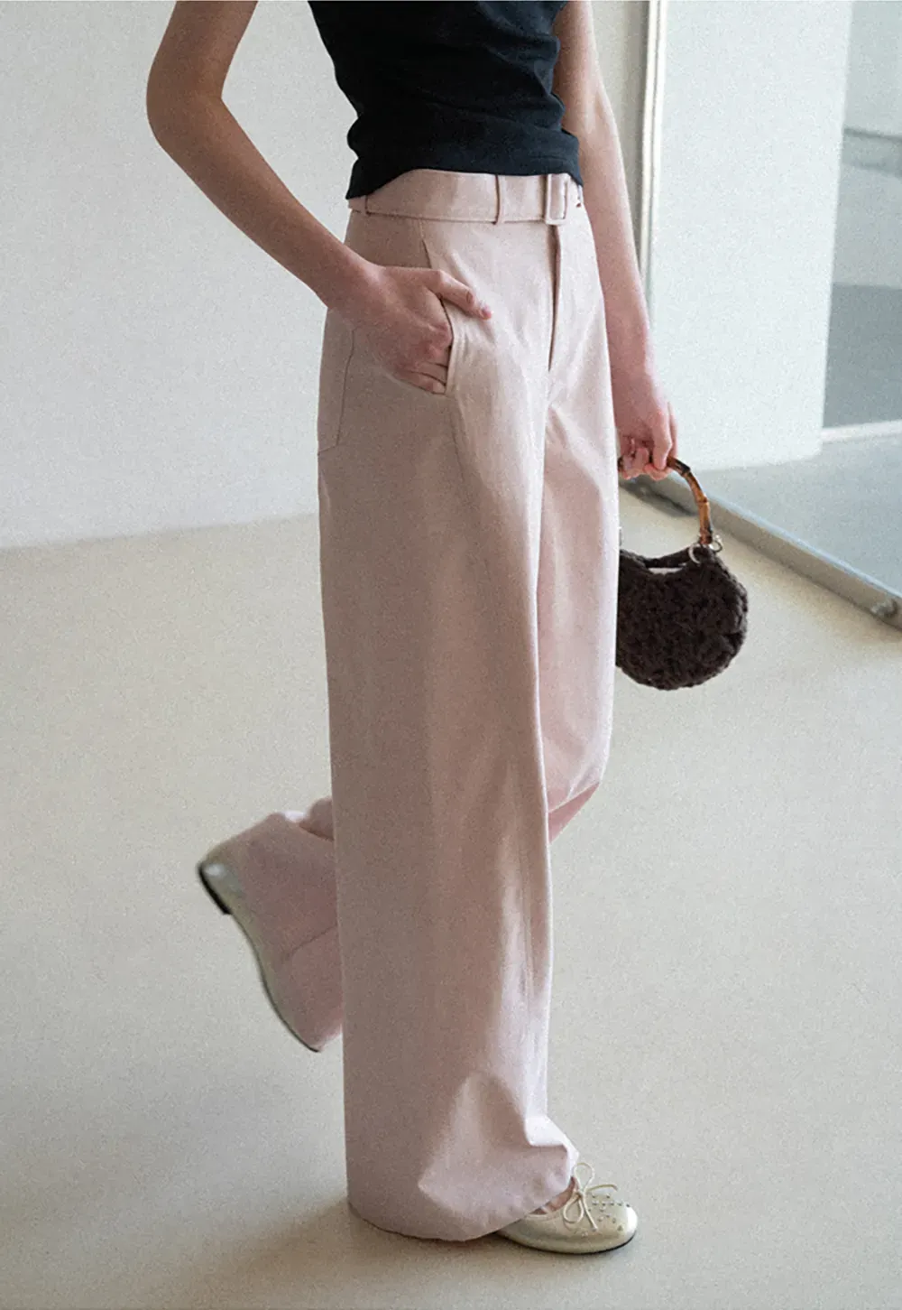 Wide Leg Casual Pants with Belted Waist