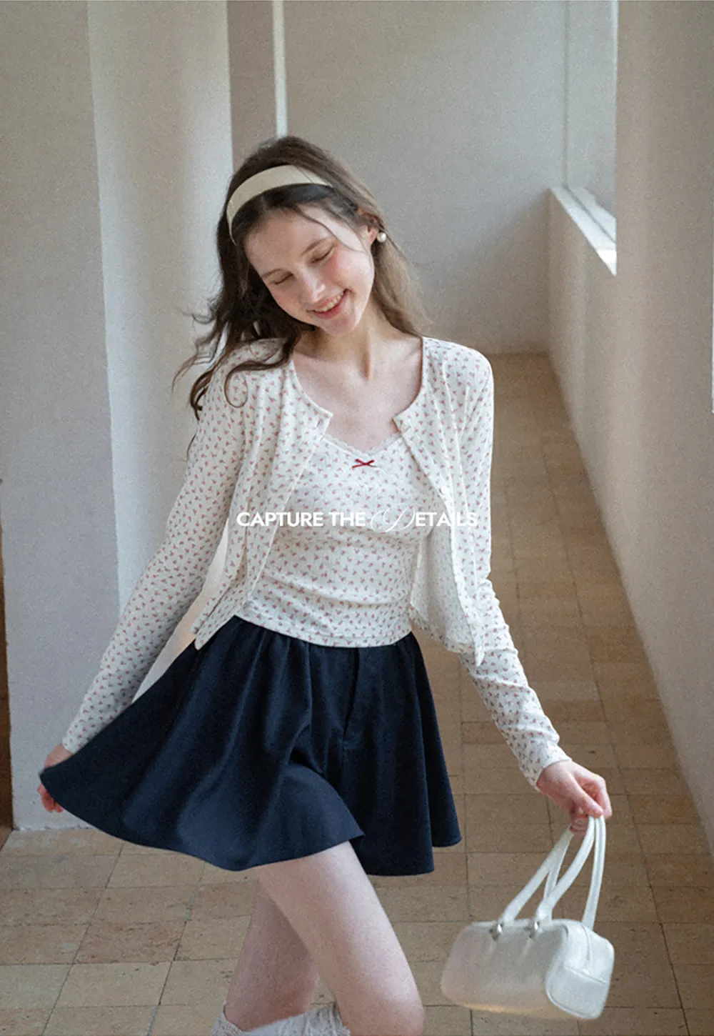 Pleated A-line Mini Skirt with Waistband