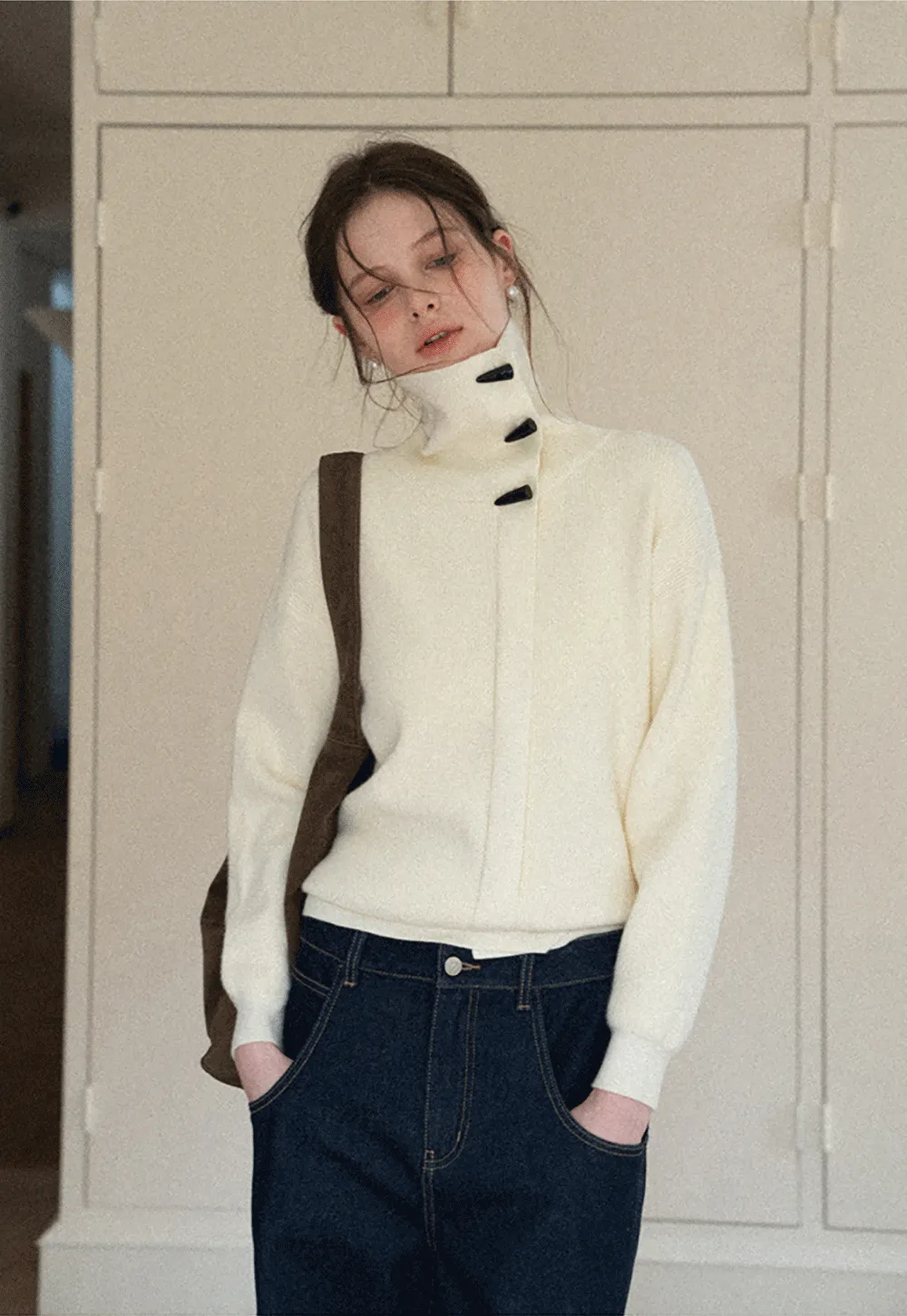 Turtleneck Knit Sweater for Women