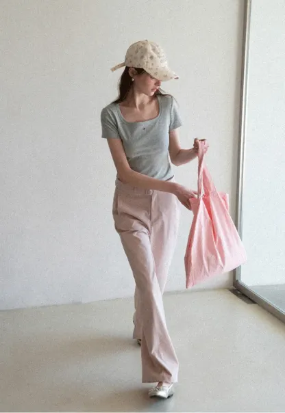 Short Sleeve Crop Top with Square Neckline