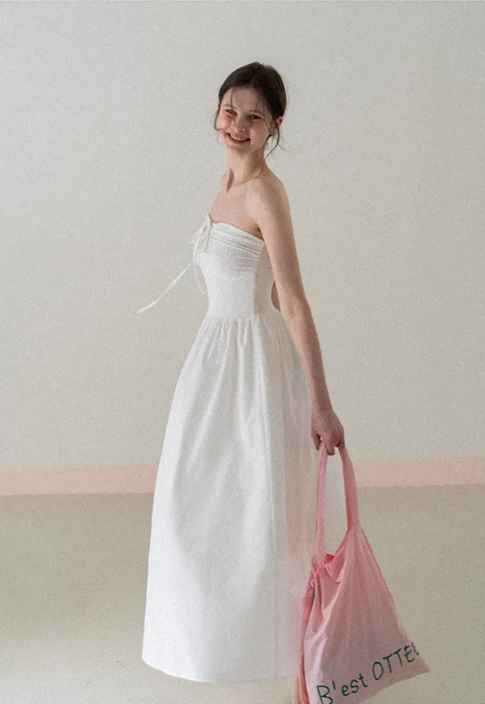 Strapless Maxi Dress with Front Bow Detail