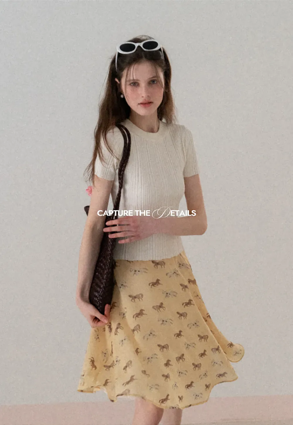 Ribbed Knit Short Sleeve Crew Neck Sweater