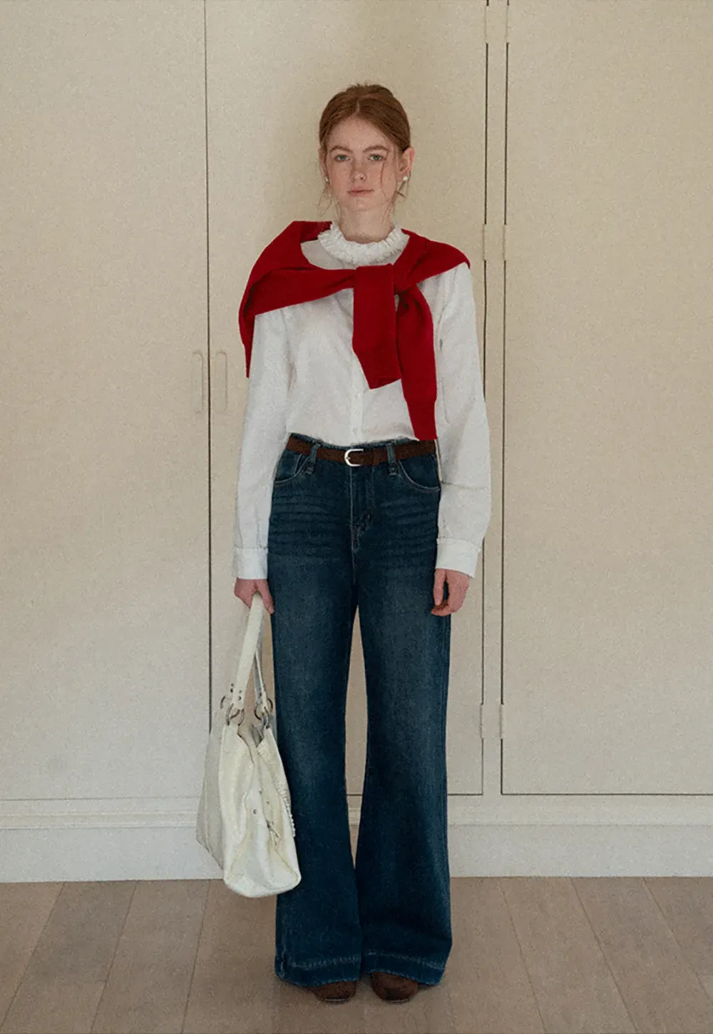 Elegant Blouse with Ruffled Collar and Cuffs