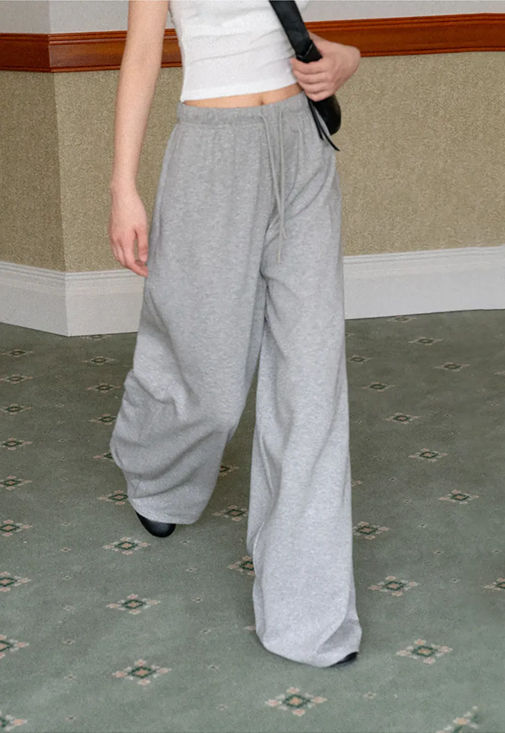 Wide Leg Drawstring Waist Casual Pants