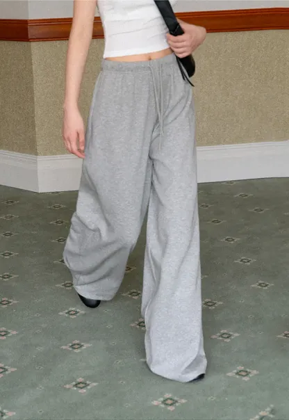 Wide Leg Drawstring Waist Casual Pants