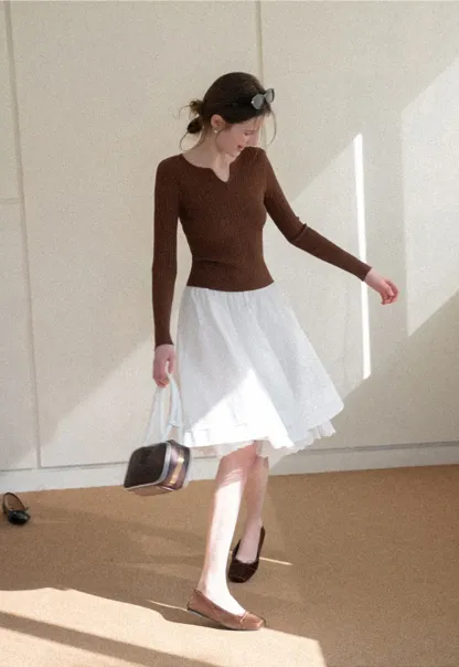 Elegant Flared Skirt with Lace Trim