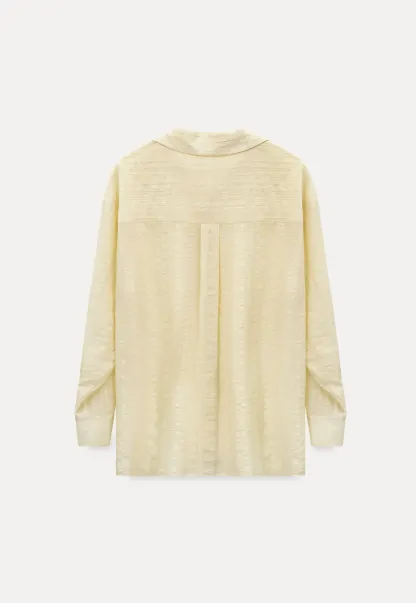 Lightweight Button Up Shirt with V Neck and Long Sleeves