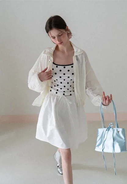 A-line skirt with drawstring waist and layered hem