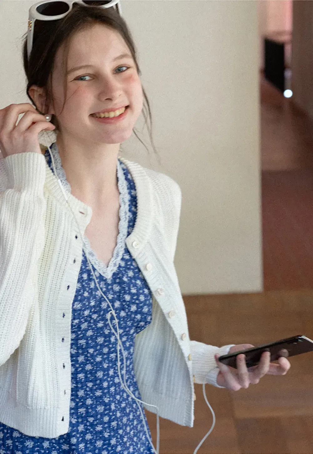 Ribbed Knit Cardigan with Button Closure