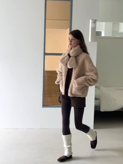 Comfortable Plush Coat with Stylish Collar and Buttons