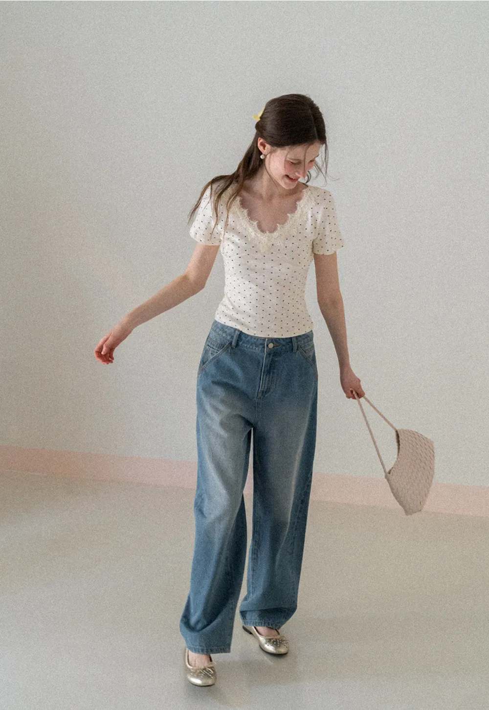 Polka Dot Short Sleeve T Shirt