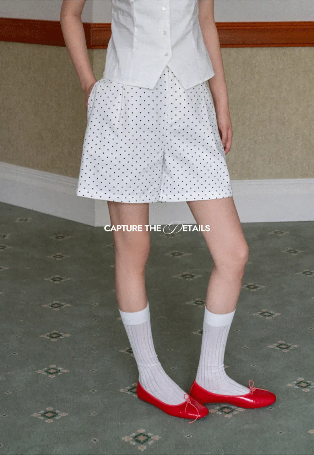 Polka Dot Shorts with Pleated Design