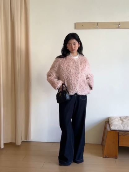 Women's Faux Fur Jacket with Toggle Closures