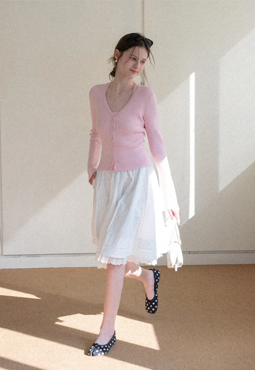 Light Knit Sweater Set with Tank Top and Cardigan Design