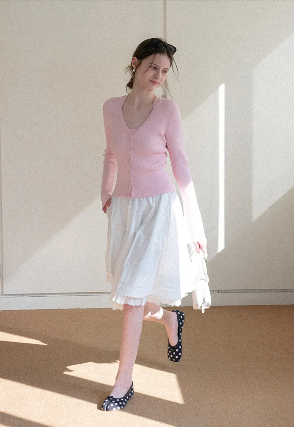 Light Knit Sweater Set with Tank Top and Cardigan Design