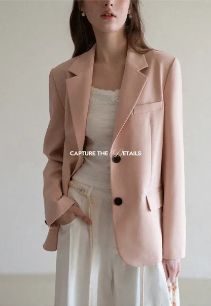 Short Jacket with Notched Collar and Sleeve Buttons