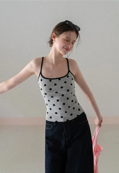 Polka Dot Tank Top with Thin Straps
