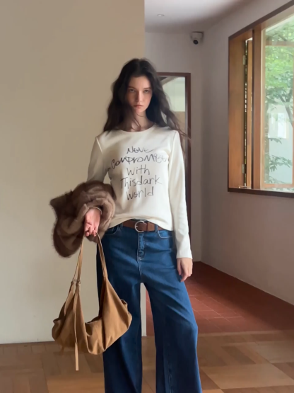 Trendy White Long Sleeve Top