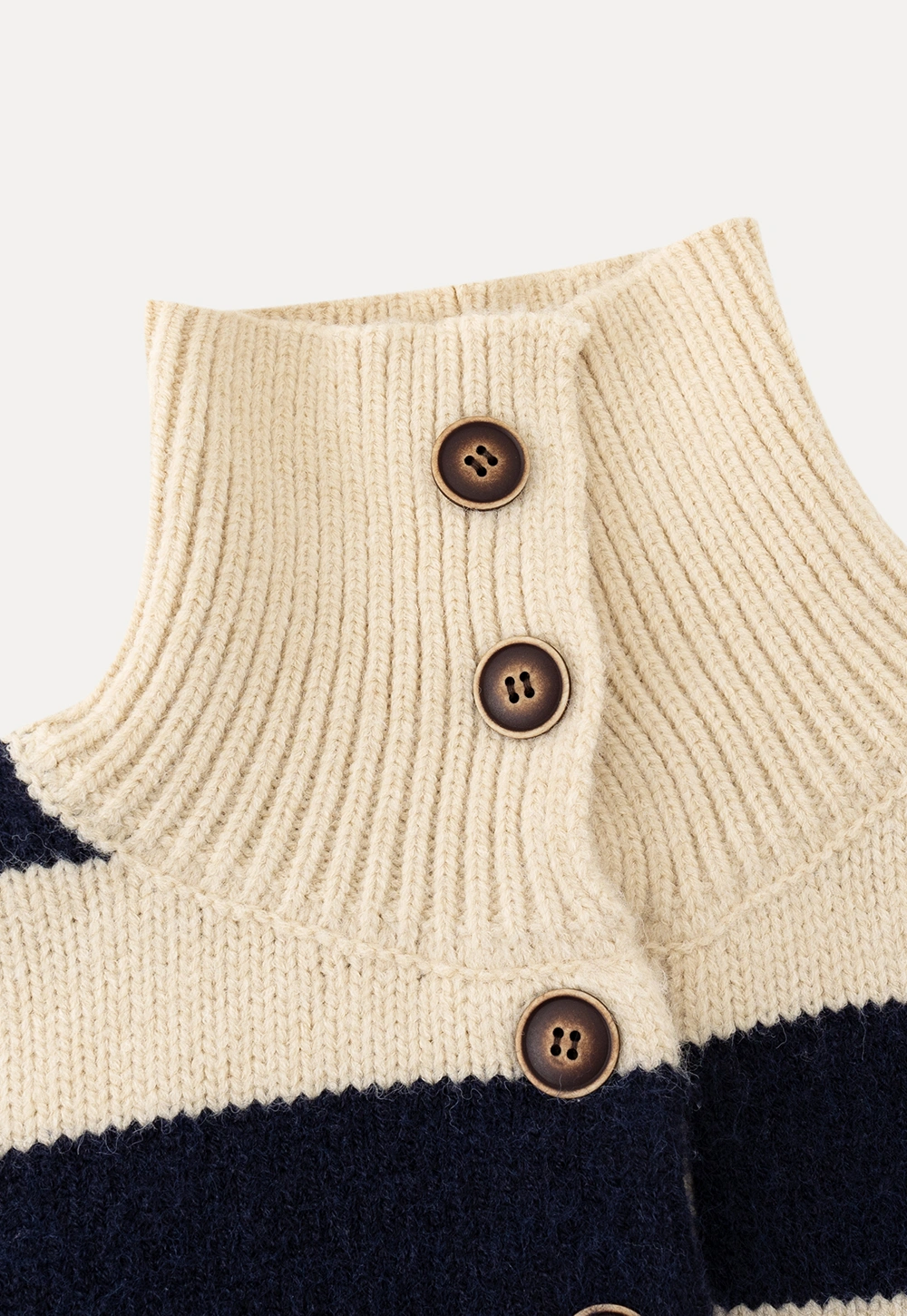 Striped Button-Down Sweater with Cozy Collar