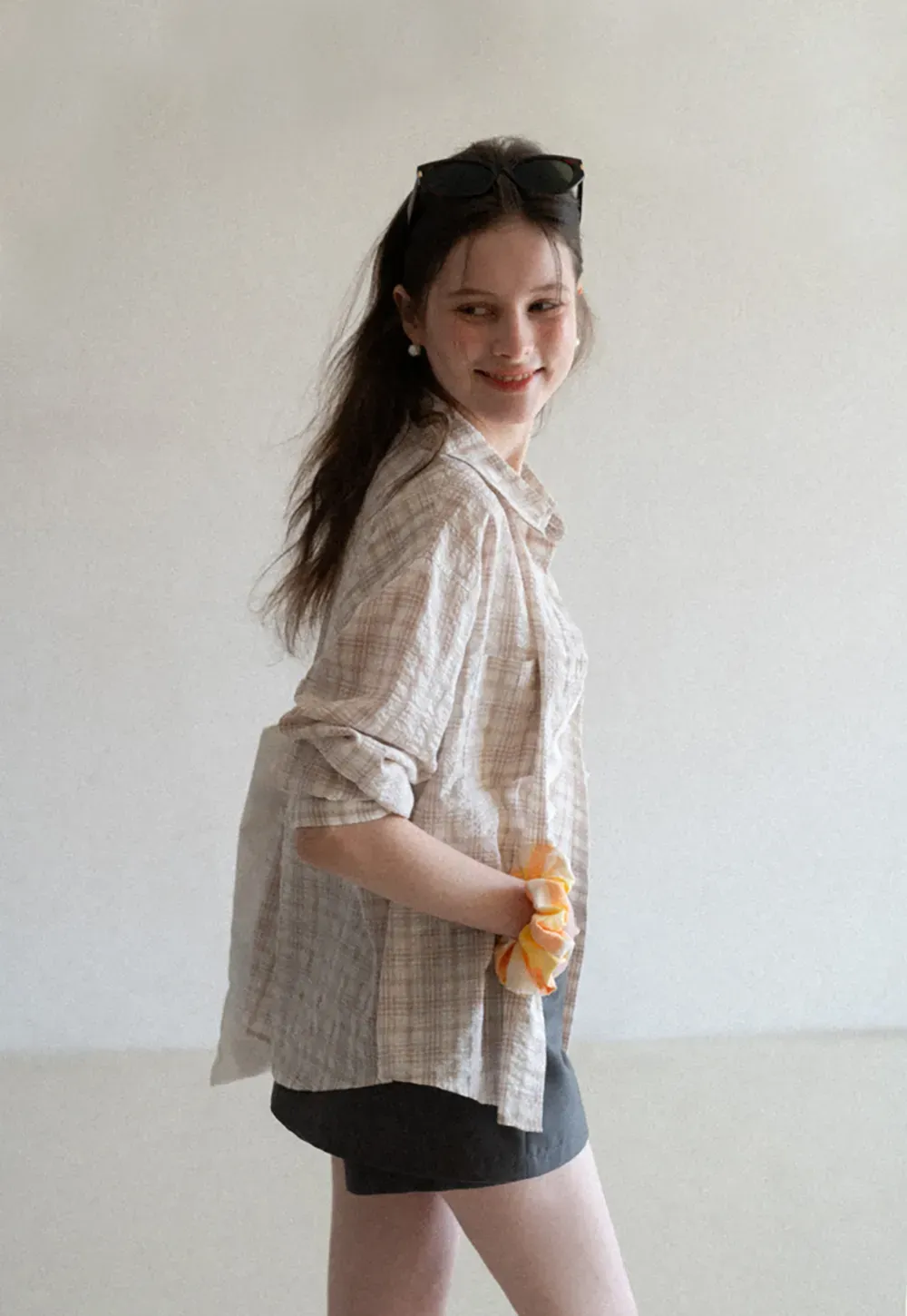 Plaid Shirt with Collar and Long Sleeves