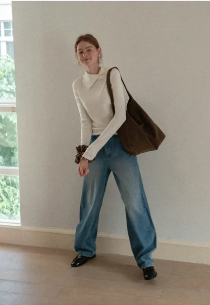 Turtleneck Sweater Long Sleeve Knitwear Women's Fitted Top