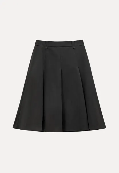 Pleated A-line Skirt with Waistband