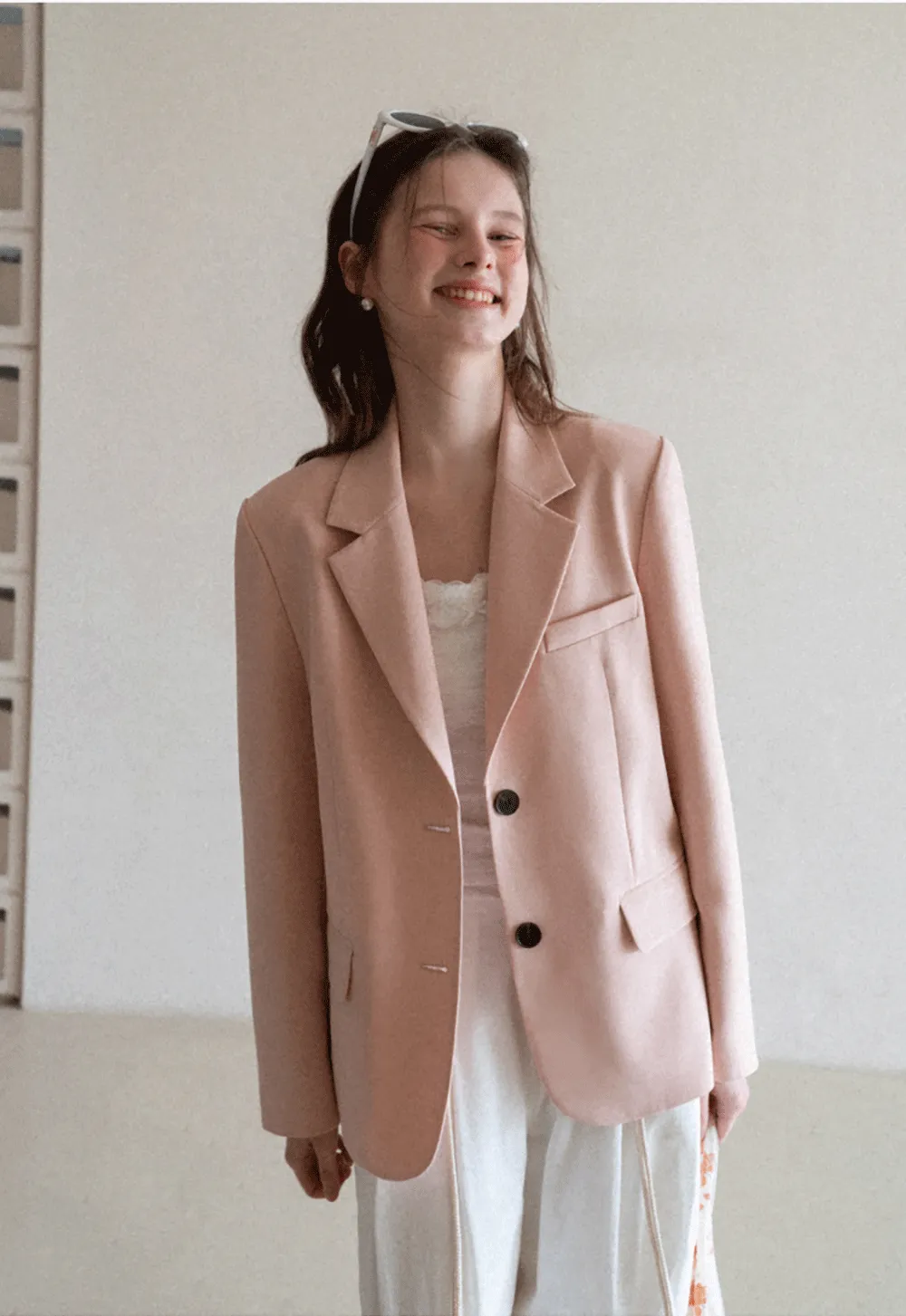 Short Jacket with Notched Collar and Sleeve Buttons