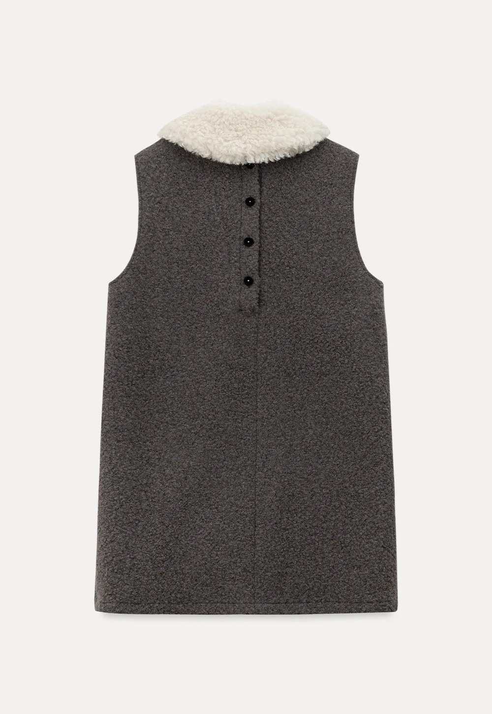 Wool Blend Sleeveless Dress with Faux Fur Collar