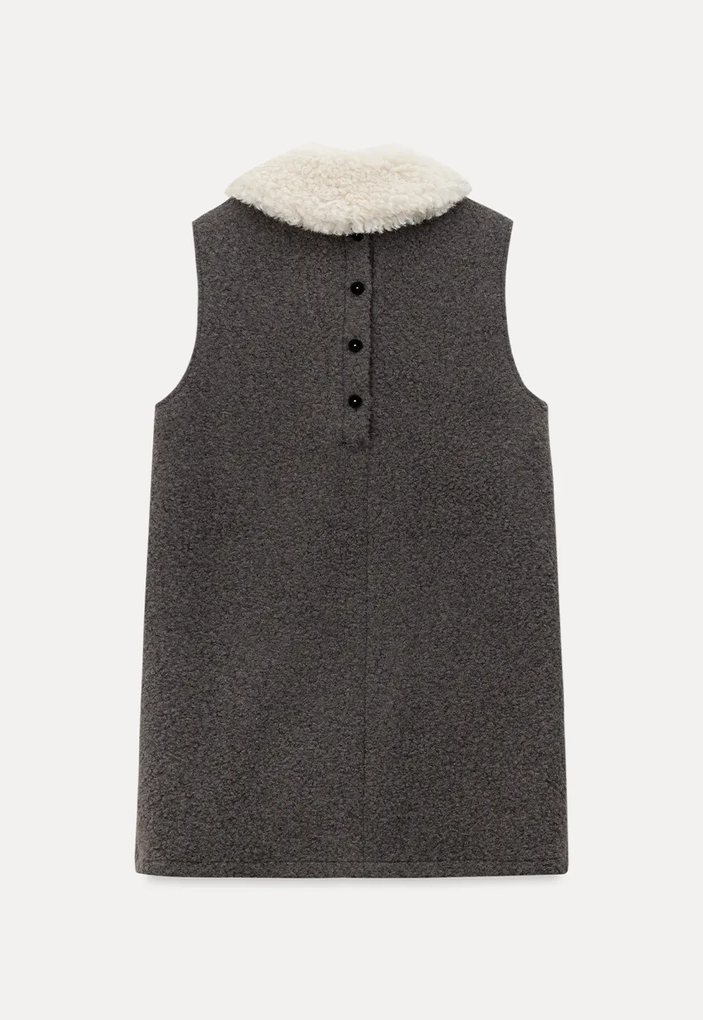 Wool Blend Sleeveless Dress with Faux Fur Collar