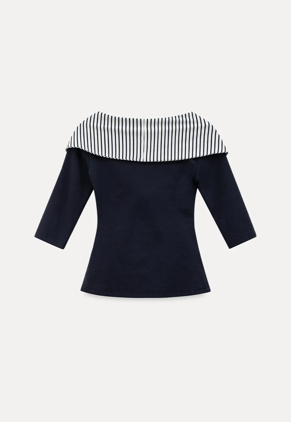 Striped collar tie front short sleeve top