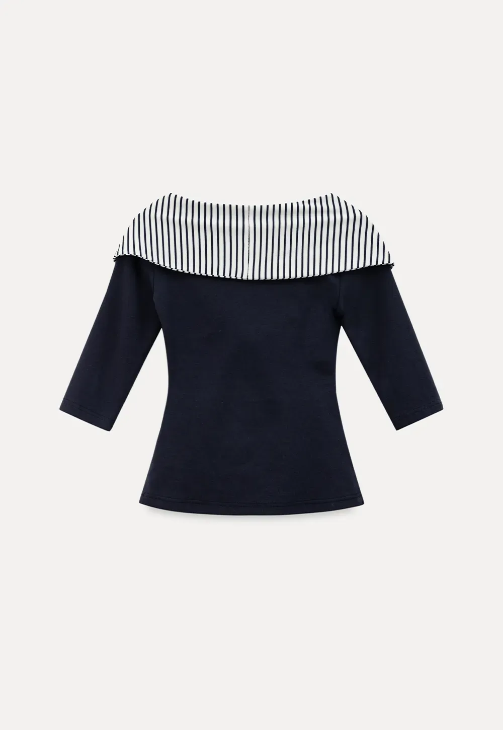 Striped collar tie front short sleeve top