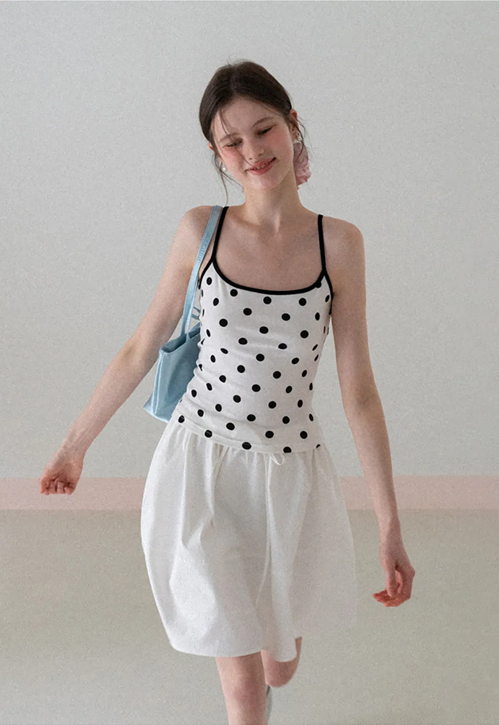 Polka Dot Tank Top with Thin Straps