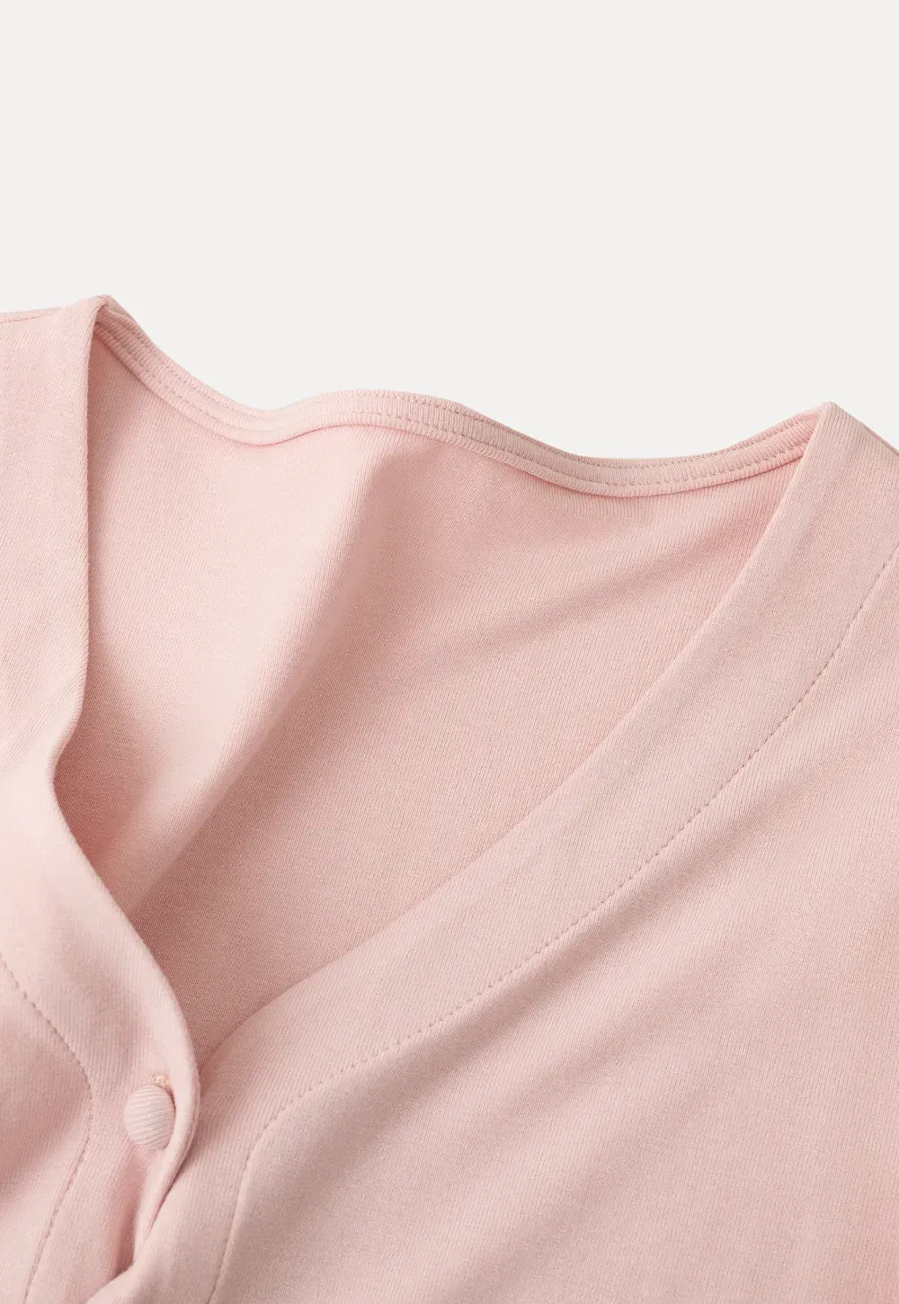 V neck short sleeve button front top