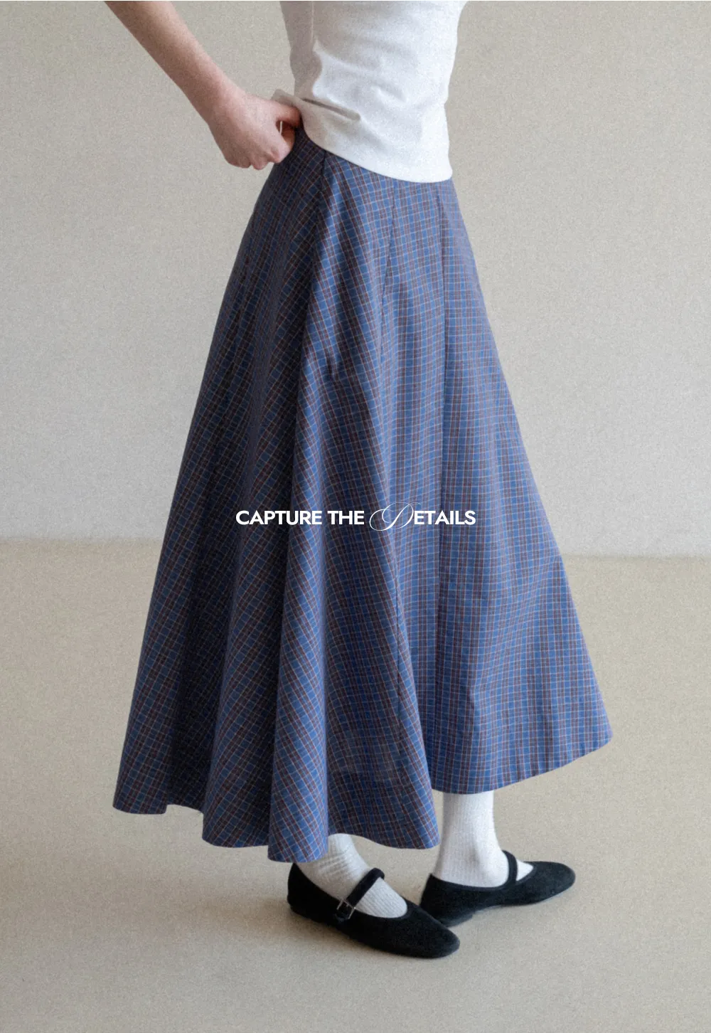 Plaid A-line Midi Skirt