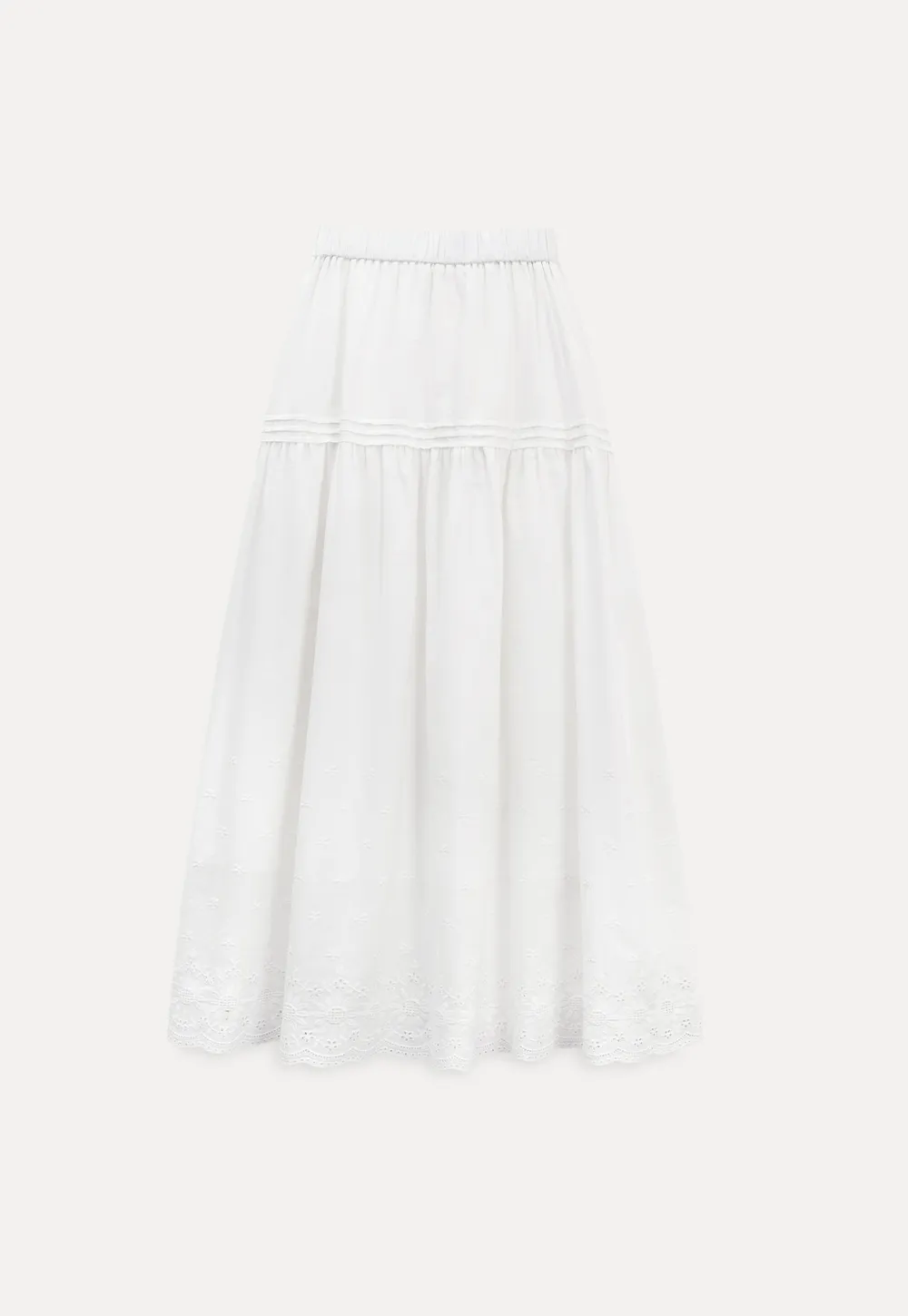 Tiered A-line Midi Skirt with Pleated Detail