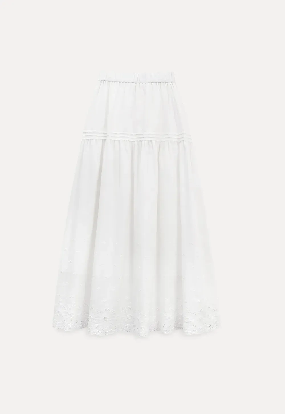 Tiered A-line Midi Skirt with Pleated Detail