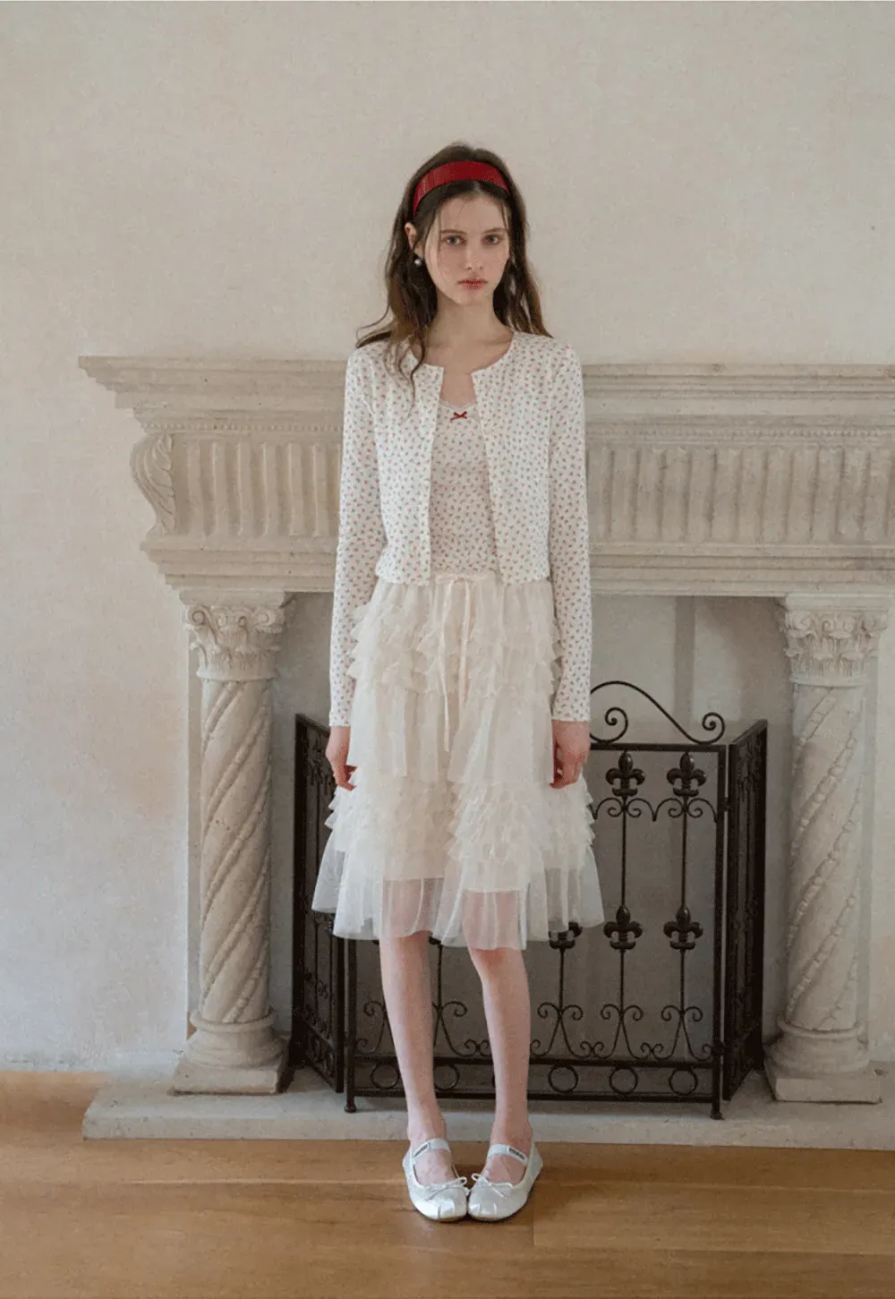 Floral Print Lace Trim V Neck Short Top