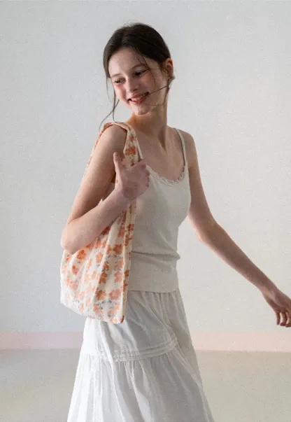 Lace Trimmed Sleeveless Camisole Top