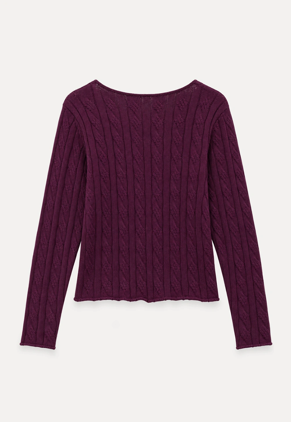Cable Knit V Neck Long Sleeve Woolen Knit Sweater